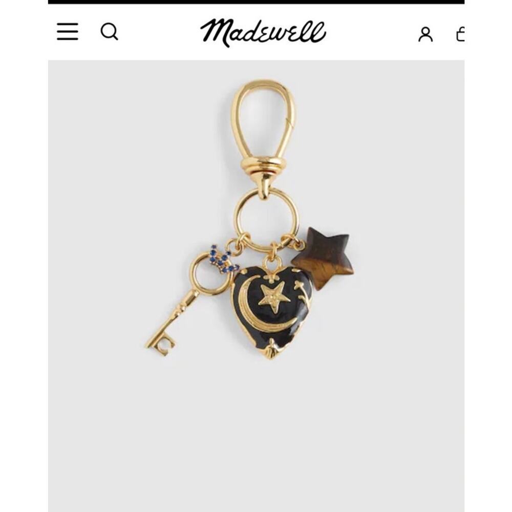 Madewell Key Cluster Bag Charm Enamel Heart Bright Polished Gold One Size NWT - Picture 4 of 7